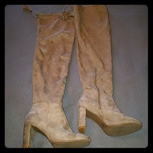 Thigh high suede like boots